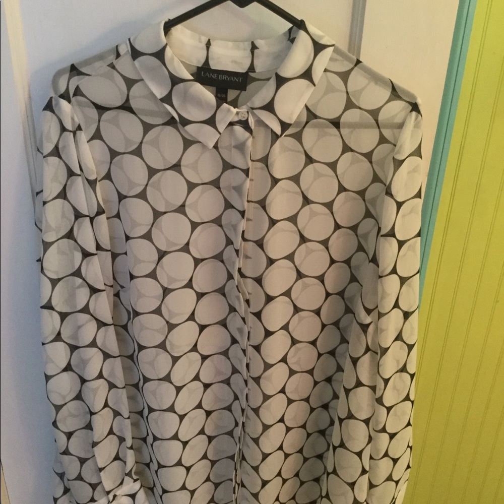 Long sleeve, sheer, polka-dot blouse.size 18-20.
